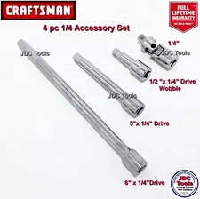 Craftsman 4pc 1/4 Drive Wobble & Std. Extension Set w Universal Joint Adapter