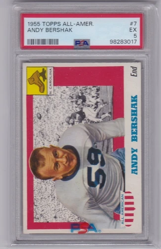 1955 TOPPS ALL AMERICAN FOOTBALL ANDY BERSHAK #7 NORTH CAROLINA PSA 5 *477