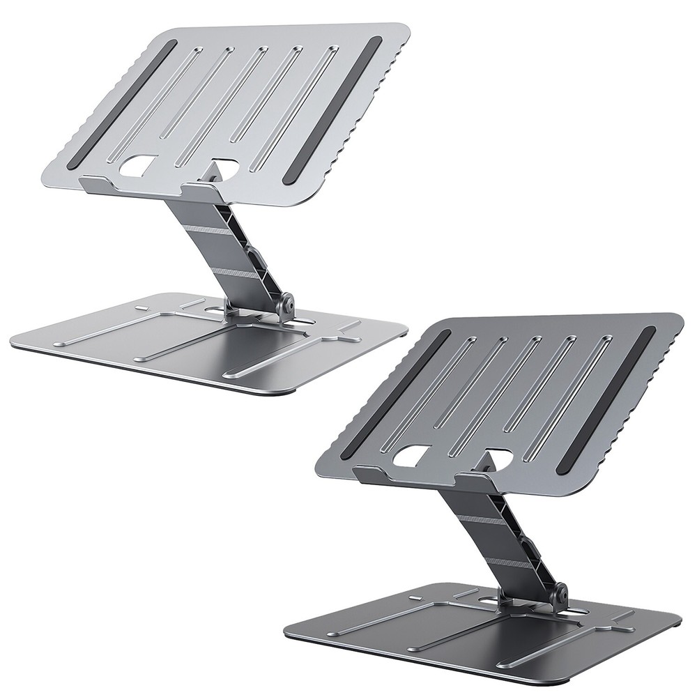 Adjustable Ergonomic Laptop Stand Riser in Carbon Steel for Notebook Elevation