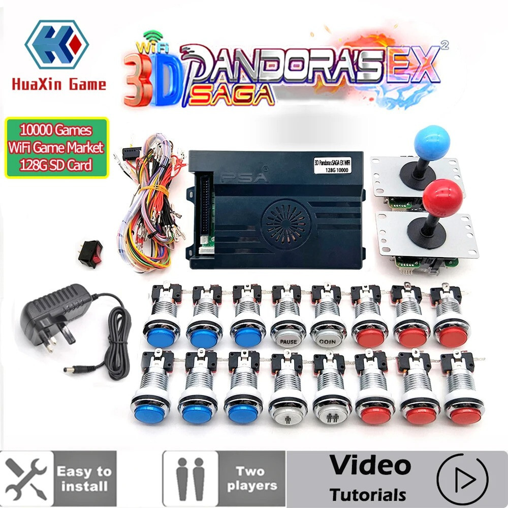 Pandora Saga 3D EX 10000 jeux console arcade WiFi HDMI VGA LED bleu et rouge