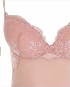 La Perla Brigitta Lace Tulle Bodysuit 34B Padded Cups Pink
