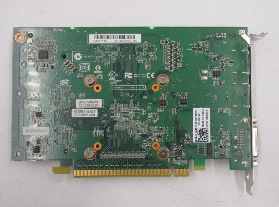 Dell NVIDIA Quadro FX580 512MB GDDR3 Video Card Dell P/N: 0R784K Tested Working - Image 3 of 4