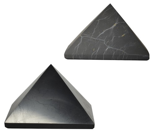 Shungite World Shungite Pyramid Set 2 piezas muchos tamaños (pulido + sin pulir) - Imagen 3 de 24