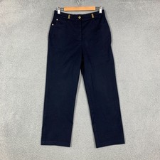 St. John Sport Pants Women's 6 Navy Straight High Rise Gold Accent Marie Gray