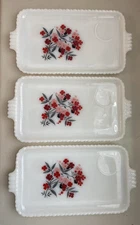 Vintage Anchor Hocking Fire King Milk Glass Snack Trays/Plates Primrose Set Of 3