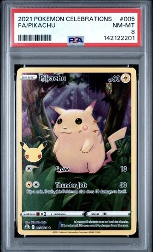 2021 POKEMON CELEBRATIONS #005 FULL ART/PIKACHU PSA 8