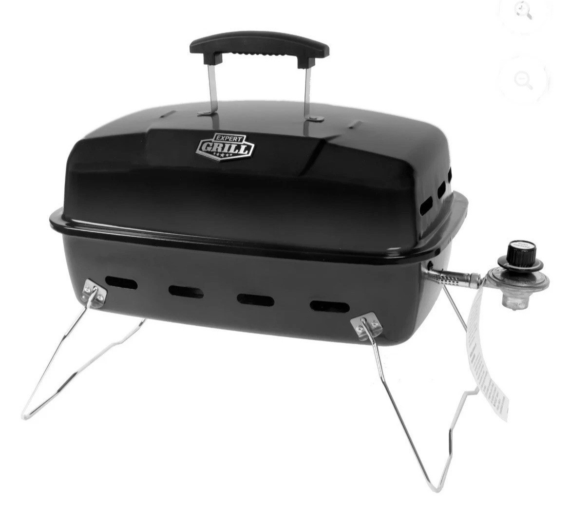 Expert Grill 1-Burner Black Propane Gas 17.5" Portable with Removable Lid