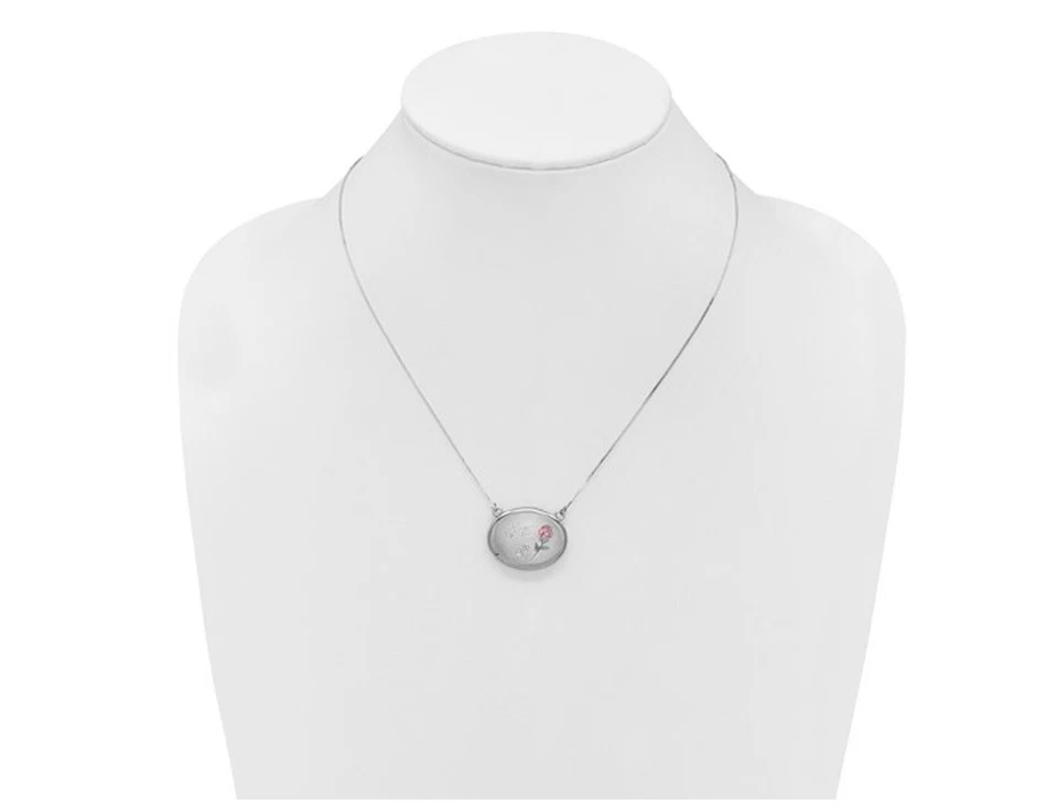 Medallón de plata de ley con flor de mamá con cadena Foto 4 de 4