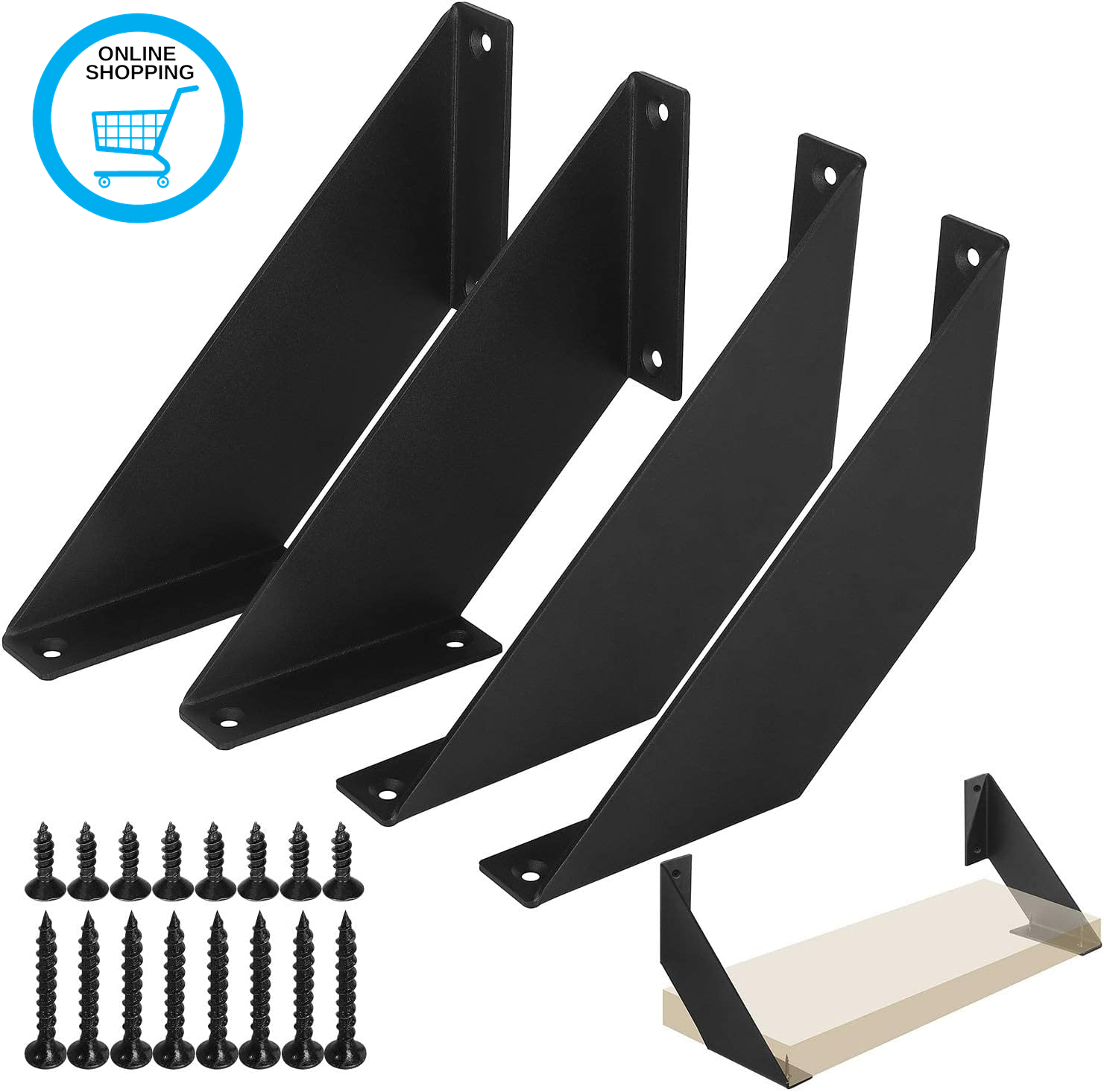 Wall Shelf Brackets Black, Heavy Duty Shelf Bracket, Iron Brackets for Shelves -
