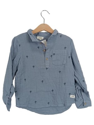 Newbie Kinder Hemd Ballon-Muster Gr. 50 Blau Casual Baumwolle
