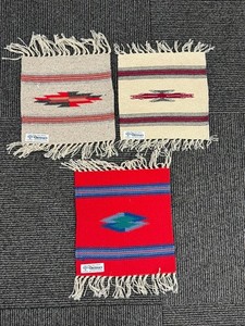 3 Small Chimayo Wool Sampler Rugs ca. 1990  (1) 11" H x 10" W (2) 10" H x 10" W
