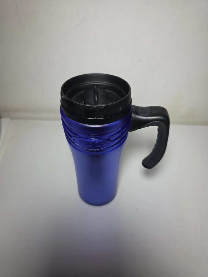 Aladdin Insulated eCycle Travel Coffee Mug Cup 16 oz Florish Blu CLEAN w/ Handle - Image 4 of 4