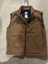 Men s Carhartt Brown Vest Sherpa Lined With Pockets-Never Worn-Large
