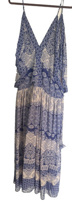 MISA Los Angeles Farah Cold-Shoulder Chiffon Maxi Size XS/S Romantic Boho