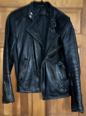 Vintage Hein Gericke For Harley Davidson Black Leather Motorcycle Jacket Size 38