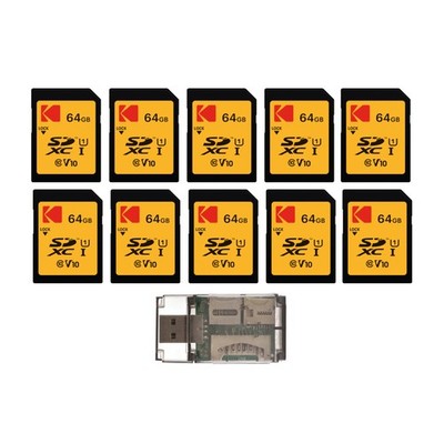 Kodak 64GB Class 10 UHS-I U1 SDXC Memory Card Bundle with Card Reader