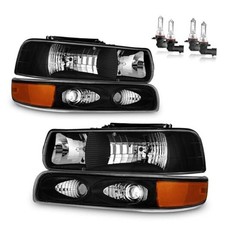 Headlight Assembly for 99-02 OE Replacement Black  With High  Low Beam Bulbs