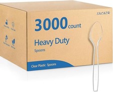 SACATR 3000 Count Plastic Spoons Bulk - Plastic Silverware Spoons Heavy Duty, BP