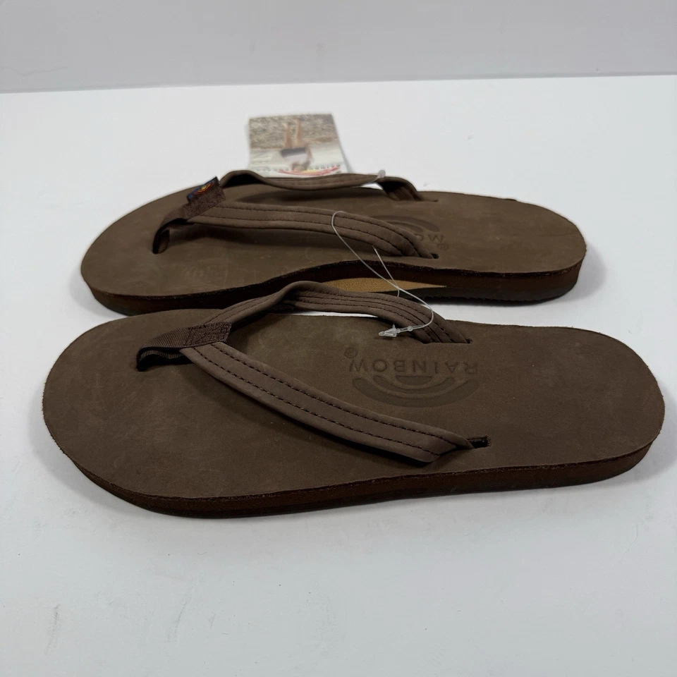 NEW Rainbow 301 Alts N Leather Brown Expresso Flip Flops Womens Small 6 - Image 3 of 4