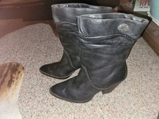 Harley Davidson Biker Women's Size 6 Leather Boots Black 81800