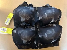 2-- All in Motion High Support Zip-Front Bra Black/Gray Camo 40C NWT