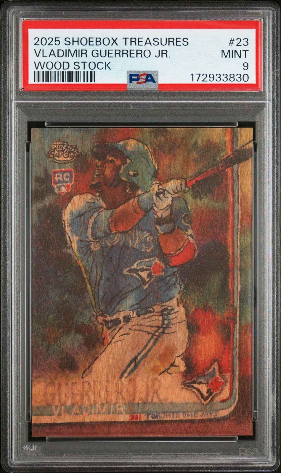 2025 TOPPS SHOEBOX TREASURES WOOD STOCK #23 VLADIMIR GUERRERO JR. 2/5 PSA 9 view 1