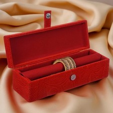 Handmade Bangle Box made from Engineered Wood  Velvet, 1 Rod Gift Organizer Red