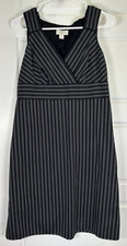 LOFT Petites size 8P Black/White Striped V-Neck Sleeveless Dress