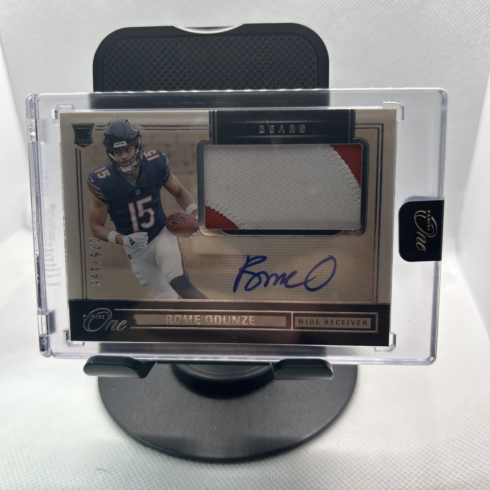 2024 Panini One Rome Odunze Rookie Patch Auto #/199 Bears RC RPA