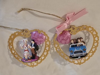 Vintage I Love Lucy Christmas Ornaments Set of 2 - Heart Frames
