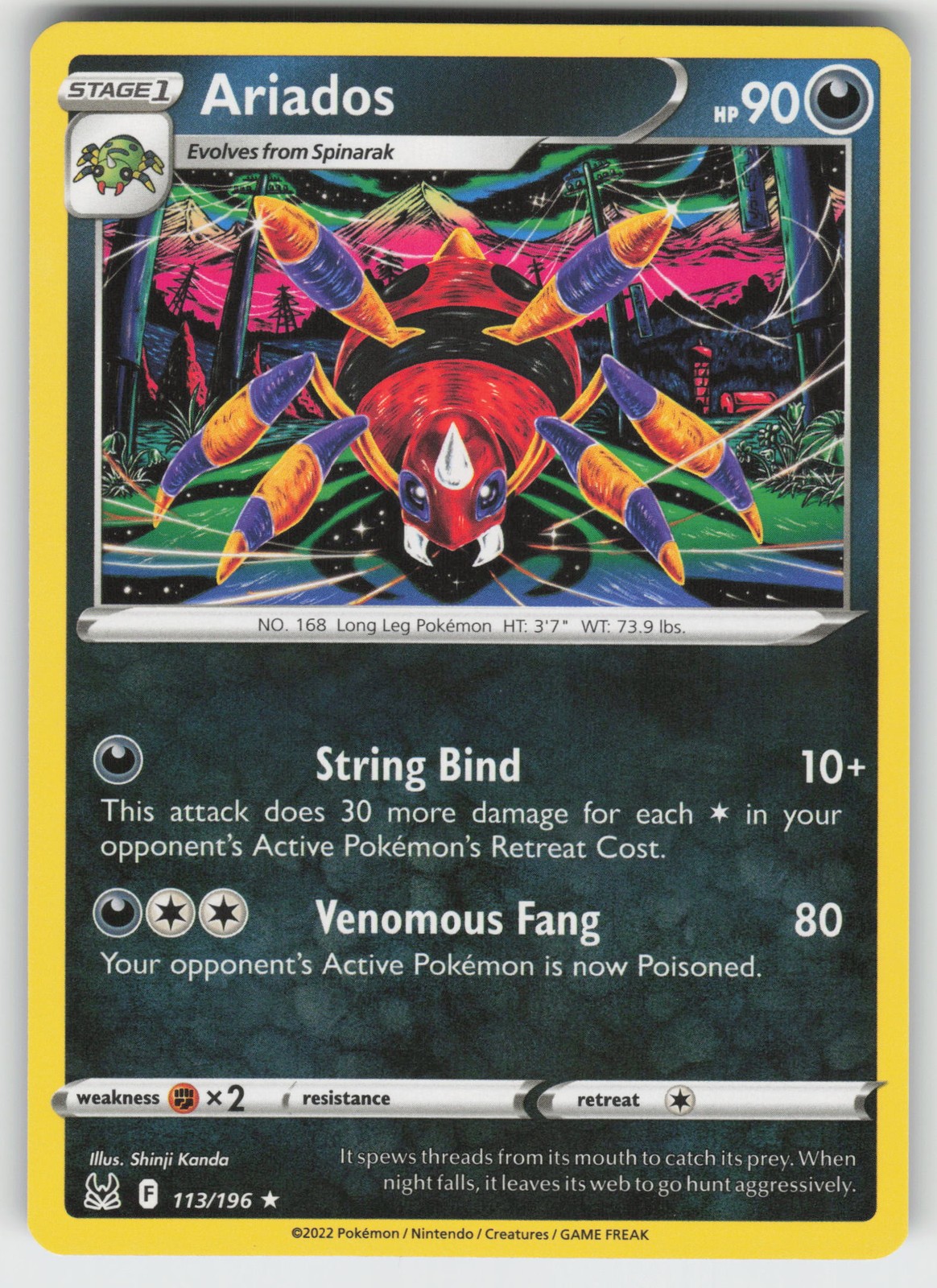Ariados SWSH11: Lost Origin 113/196 Rare NM Pokemon