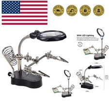 3.5X12X Helping Hands Soldering Station with LED Light Alligator Clips - Ma...