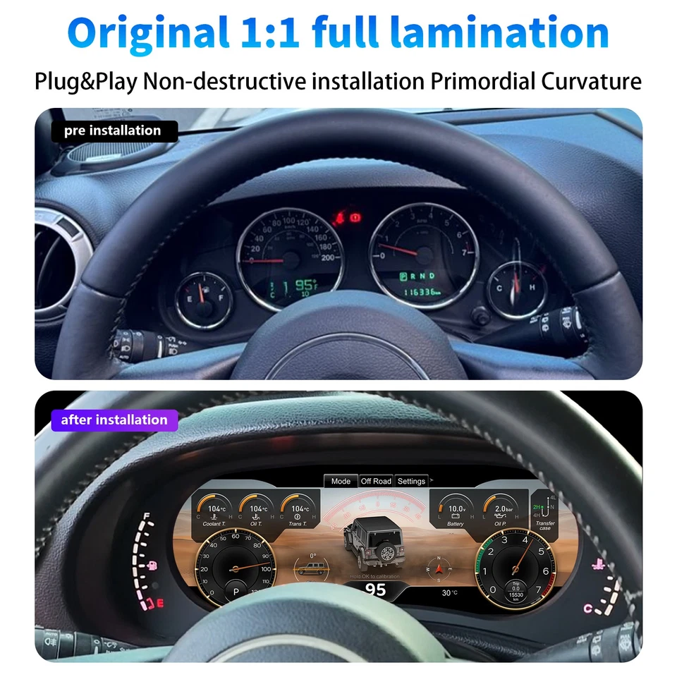 Digital Instrument Cluster Speedometer 12.3 Inch For Jeep Wrangler JK 2011-2017 Foto 2 de 4