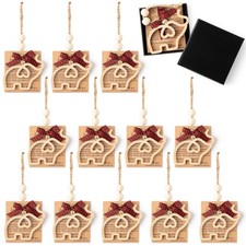 12 Set Friendship Elephant Ornaments - Wooden Sisterhood Elephant Ornament wi...