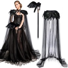 Toulite 3 Pcs Halloween Evil Style Black Queen Costume Normal Collar