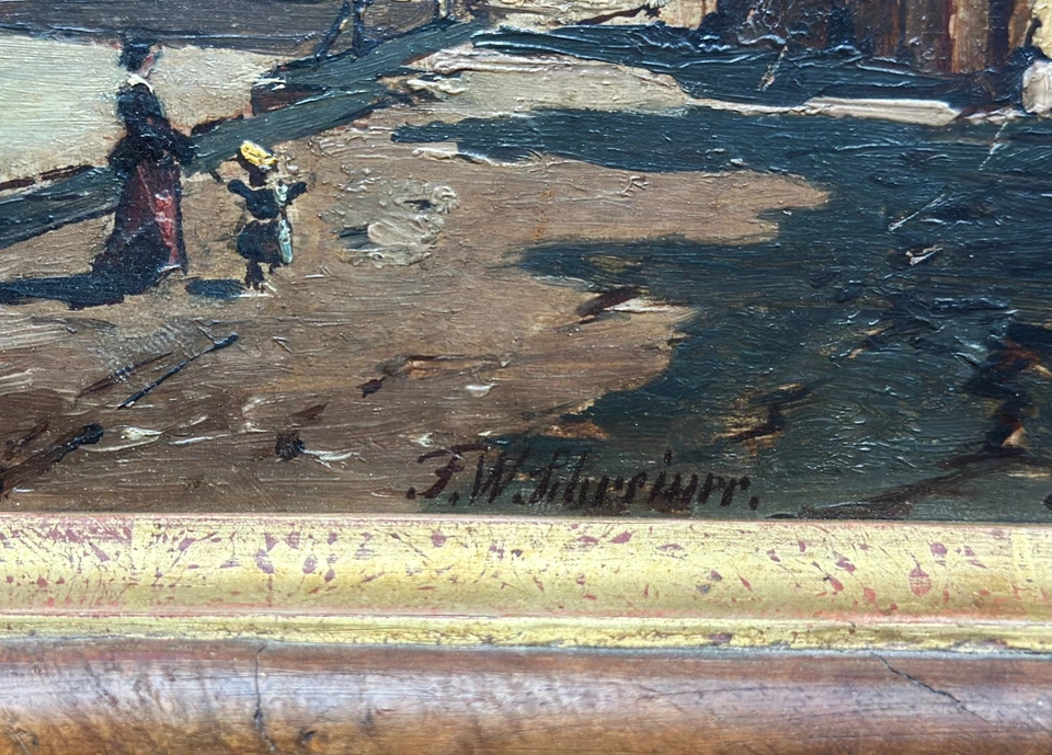 Friedrich W. Schreiner "Boppard" Rhein Öl Holz Signiert Düsseldorfer Schule - Bild 4 von 4