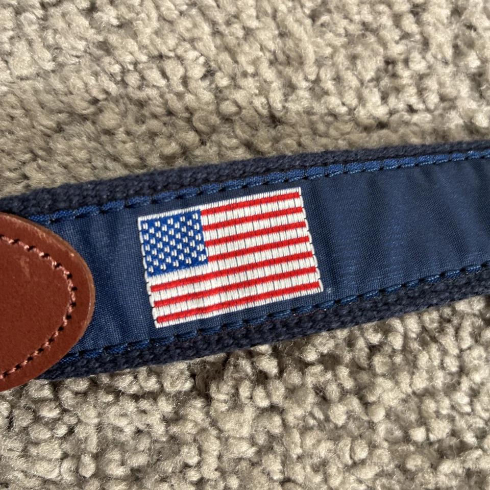 Leather Man Limited USA Flag Navy Blue Brown Leather Belt Men’s 30 - Image 2 of 4