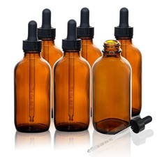 4oz Amber Glass Dropper Bottles - 6 Pack for Essential Oils and Tinctures