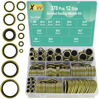 #ad 378 Pcs NBR Metal Bonded Sealing Washer Assortment Kit M6 M8 M10 M12 M14 M16 M18 $37.62