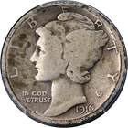 1916-D 10C Mercury Silver Dime Choice Series Key Extra Fine XF+ Monster Scarce!