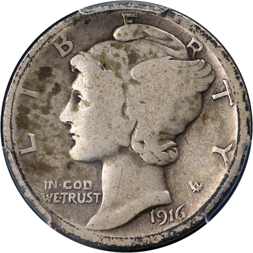 1916-D 10C Mercury Silver Dime Choice Series Key Extra Fine XF+ Monster Scarce!