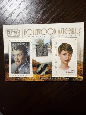 Audrey Hepburn James Stewart 2010 PANINI CENTURY HOLLYWOOD MATERIALS /250 STAMPS