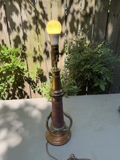 Firefighter Hose Table Lamp 18”  WD Allen 1943 Brass Chicago CP