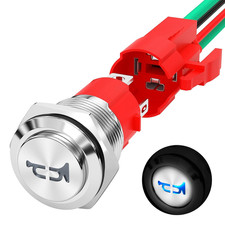 Joinfworld Horn Button 12V 20A Heavy Duty 16MM Metal Horn Switch Speaker Blue LE