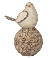 Dekofigur Vogel Wood Auf Kugel In Holzoptik H. 38Cm Braun Formano H25