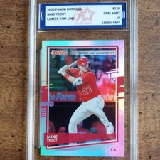 MIKE TROUT 2020 🔥 🔥 DONRUSS SILVER HOLO- STAT LINE #129 ser#d /500 Gem Mint 10