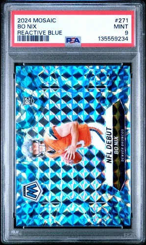 2024 Panini Mosaic #271 Bo Nix Reactive Blue PSA 9