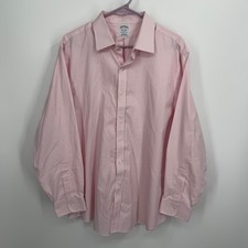 Brooks Brothers Dress Shirt Mens 17-34 Pink Regent Fit Non-Iron Supima Cotton