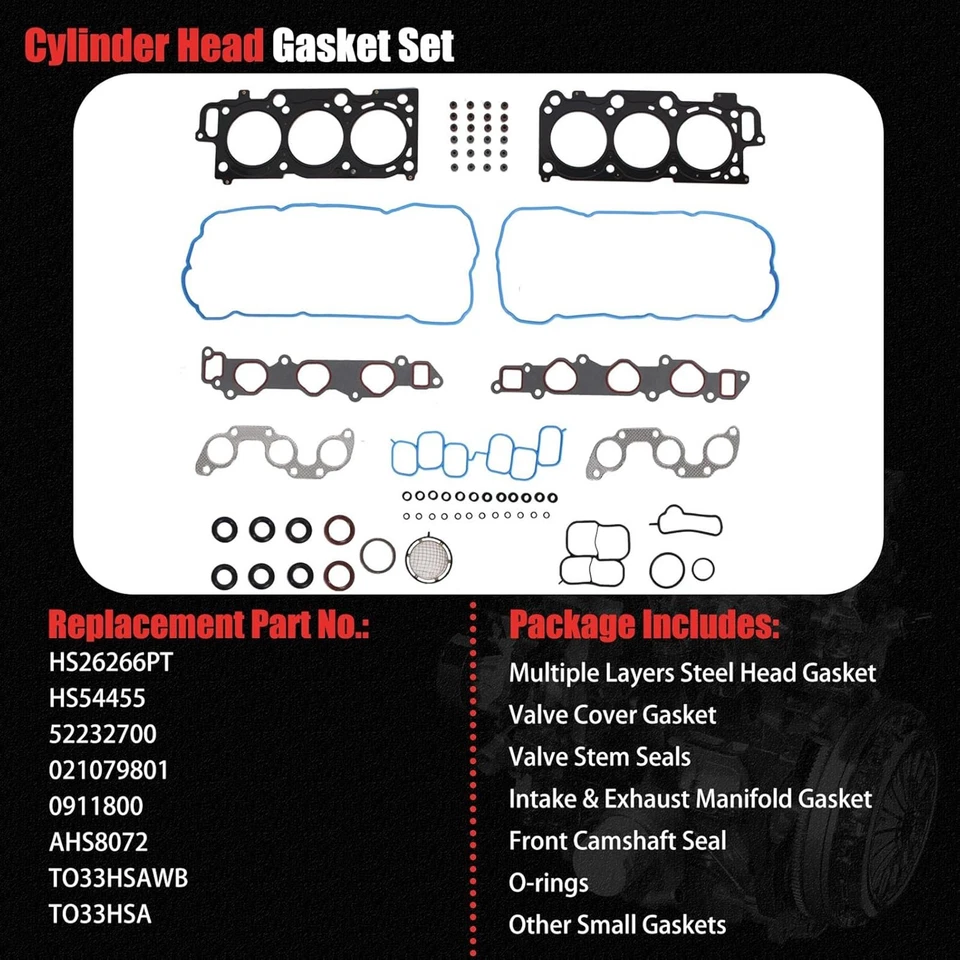 Juego de juntas de culata para Toyota Camry Solara Sienna Lexus ES330 2004-2010 3,3 L 3 MZFE Foto 3 de 4