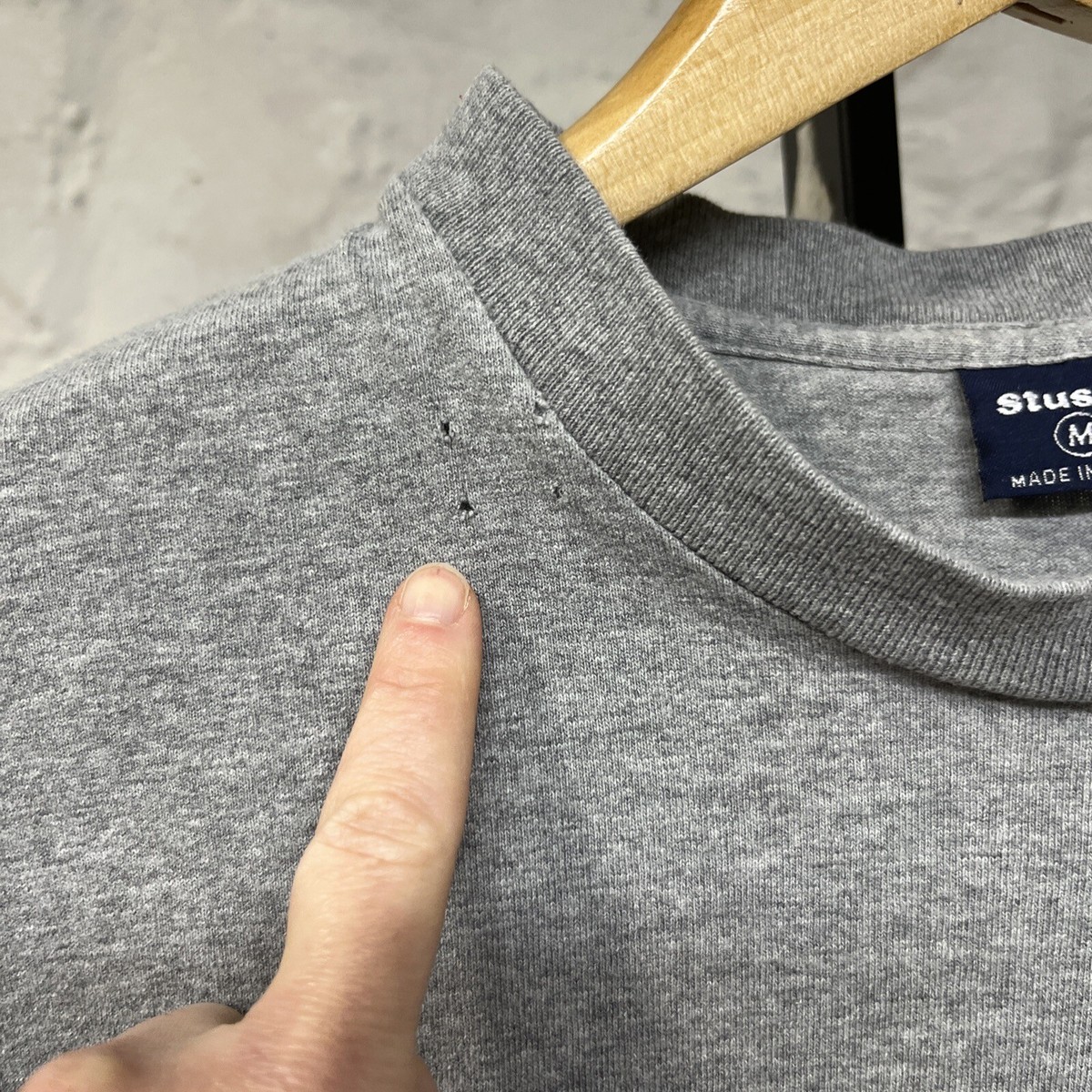 Vintage 90s Stussy T-Shirt Script Center Logo Gray Single Vintage 90s Stussy T-Shirt Script Center Logo Gray Single